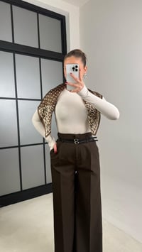 Acı Kahve Çift Kemerli Pileli Kumaş Pantolon GAUS-00896GAUSPANTOLONGAUS-00896