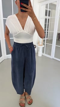 Lacivert MD Muadil Beli Lastikli Tencel Pantolon GAUS-01848GAUSPANTOLONGAUS-01848