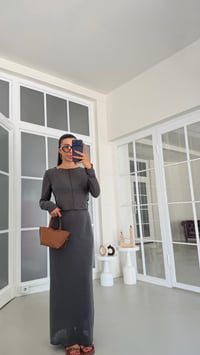 Antrasit Dikiş Detaylı Bluz Beli Lastikli Astarlı Etek İkili Basic Takım GAUS-01854GAUSSuitsGAUS-01854