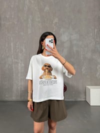 Krem Baskılı Bisiklet Yaka Tshirt Gaus00177GausTSHIRTGU1001409