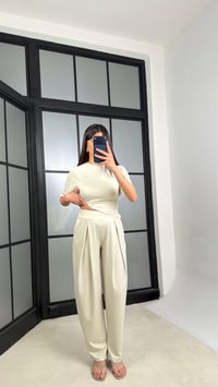 Taş Üst Beli Lastikli Pantolon Diagonel Kumaş Takım GAUS-01306GAUSSuitsGAUS-01306