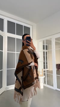 Kahve At Desenli Saçaklı Premium Pelerin GAUS-02171GAUSJacketsGAUS-02171