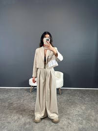 Ketrina Bej Tasarım Blazer Ceket İkili Takım GausTAKIMGU004366