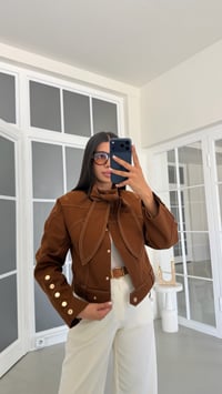 Taba Vatkalı Astarlı Fular Detaylı Premium Ceket GAUS-02045 GAUS-02046GAUSJacketsGAUS-02046