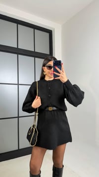 Siyah Hırka Beli Lastikli Etek İkili Triko Takım GAUS-00899GAUSSuitsGAUS-00899