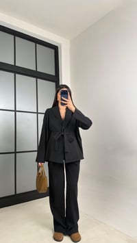 Siyah Kimono Beli Lastikli Pantolon İkili Muadil Takım GAUS-01113GAUSTAKIMGAUS-01113