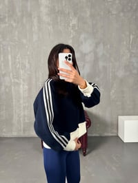 Brenda Lacivert Üç İplik Şardonlu Ribanalı Fermuarlı CeketGausCEKETGU00904073