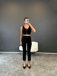 Siyah Paçası Otrişli Tayt PantolonGausTAYTGU003027