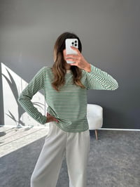 Co Yeşil Çizgili SweatGausSWEATSHIRTGU002840