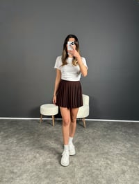 Kiew Kahverengi Şortlu Pileli Etek GausETEKGU003991