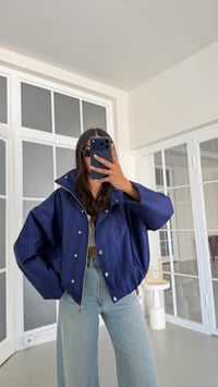 Lacivert Şeritli Dik Yaka Astarlı Premium Bomber Ceket GAUS-02029 GAUS-02095GAUSJacketsGAUS-02095