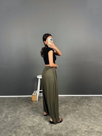 Brulle Haki Rahat Kesim Modal Dokuma Şalvar PantolonGausPANTOLONGU008415