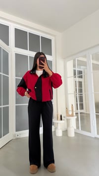 Kırmızı Astarlı Ceket Beli Lastikli Pantolon İkili Takım GAUS-02279GAUSTAKIMGAUS-02279
