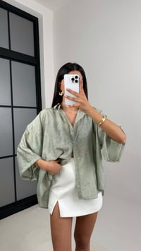 Yeşil Çiçek Desenli Tencel Gömlek Gaus00544GausGÖMLEKGU1002269