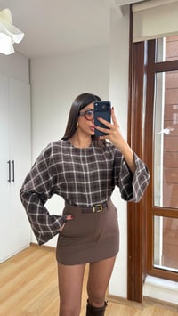 Kahve Ekoseli Muadil Bluz GAUS-00721GAUSBLUZGAUS-00721