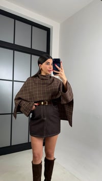 Kahve Kemerli Mini Denim Etek GAUS-01042GAUSETEKGAUS-01042