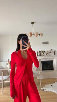 Kırmızı ZR Model Atlet Detaylı Hırka Pantolon İkli Takım GAUS-02100GAUSTAKIMGAUS-02100