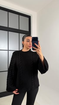 Siyah Saç Örgülü Pinterest Kazak GAUS-00711GAUSKAZAKGAUS-00711