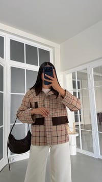 Camel Kadife Yaka Astarlı Kareli Ceket GAUS-02096GAUSJacketsGAUS-02096