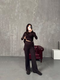 Leva Kahve Asimetrik Bağlamalı Triko TakımGausTAKIMGU00903809