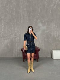 Lacivert Cepli Önü Fermuarlı Denim Etekli Takım Gaus00259GausTAKIMGU1001599