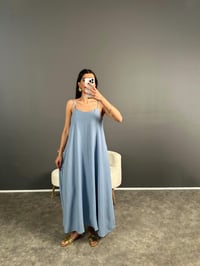Jamin Mavi İp Askılı Uzun ElbiseGausKAZAKGU007151