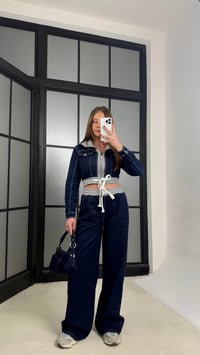 Lacivert Kapüşonlu Hırka Beli Lastikli Pantolon İkili Denim Takım GAUS-01272GAUSTAKIMGAUS-01272