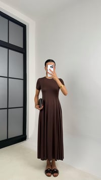 Kahve Oysh Muadil Fermuarlı Modal Kumaş Elbise GAUS-0035GAUSELBİSEGAUS-0035