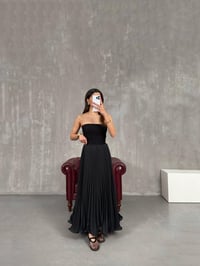 Siyah Pileli Astarlı Şifon Etek Gaus00187GausETEKGU1001431