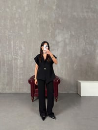 Jasmin Siyah Premium Asimetrik Yelekli TakımGausTAKIMGU100346