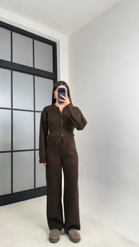 Acı Kahve Çift Fermuarlı Hırka Pantolon Triko Takım GAUS-00951GAUSTAKIMGAUS-00951
