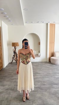 Krem Nakışlı Astarlı Tül Etek GAUS-01463GAUSETEKGAUS-01463