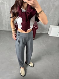 Punta Gri Arka Beli Lastikli Tasarım PantolonGausPANTOLONGU00904045