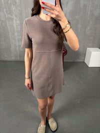 Nocas Kahve Selanik Kumaş Yumuşak Bisiklet Yaka ElbiseGausELBİSEGU100449