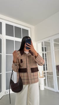 Camel Kadife Yaka Astarlı Kareli Ceket GAUS-02096GAUSJacketsGAUS-02096