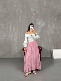 Pembe Kırışık Tül Detaylı Astarlı Etek Gaus00052GausETEKGU1001111