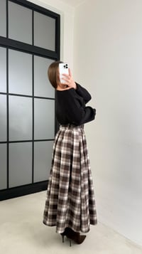 Kahve Kemerli Yırtmaç Detaylı Ekoseli Etek gaus-01026GAUSSkirtgaus-01026