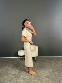 Arion Önden Yırtmaçlı Keten Elbise GausELBİSEGU004685