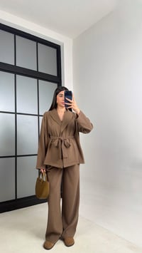 Kahve Kimono Beli Lastikli Pantolon İkili Muadil Takım GAUS-01113GAUSTAKIMGAUS-01113