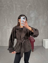 Vegas Acı Kahve Kuşaklı Kısa TrençkotGausTRENÇKOTGU100841