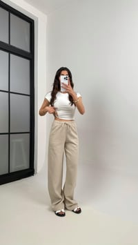 Taş Beli Lastikli Muadil Keten Pantolon Gaus00346GausPANTOLONGU1001805