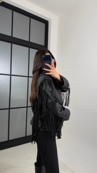 Siyah Yılan Derisi Desenli Astarlı Püsküllü Deri Ceket GAUS-00668GAUSCEKETGAUS-00668