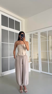 Taş Beli Lastikli Keten Şalvar Pantolon GAUS-01518GAUSPANTOLONGAUS-01518