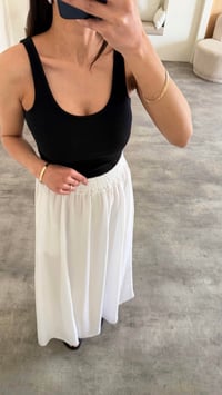 Beyaz Beli Lastikli Tencel Etek GAUS-01321GAUSETEKGAUS-01321