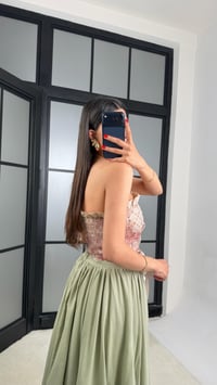 Pudra Pembe Çiçek Desenli Korse GAUS-01552GAUSBLUZGAUS-01552