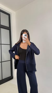 Lacivert Kapüşonlu Hırka Beli Lastikli Pantolon İkili Premium Takım GAUS-0075GAUSSuitsGAUS-0075
