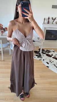 Acı Kahve Geniş Paça Bağlamalı Lastikli Pantolon GAUS-01568GAUSPANTOLONGAUS-01568