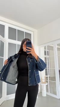 Koyu Mavi Kadife Yakalı Cepli Denim Ceket GAUS-02118GAUSJacketsGAUS-02118