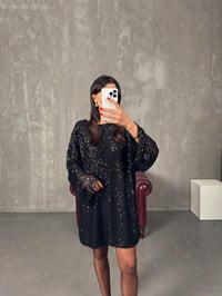 Lisso Siyah Astarlı Pullu Payet Elbise GausELBİSEGU00904243