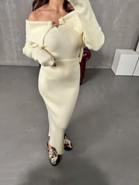 Fornas Ekru Madonna Yaka Triko Bluz Etek TakımGausTAKIMGU00903894